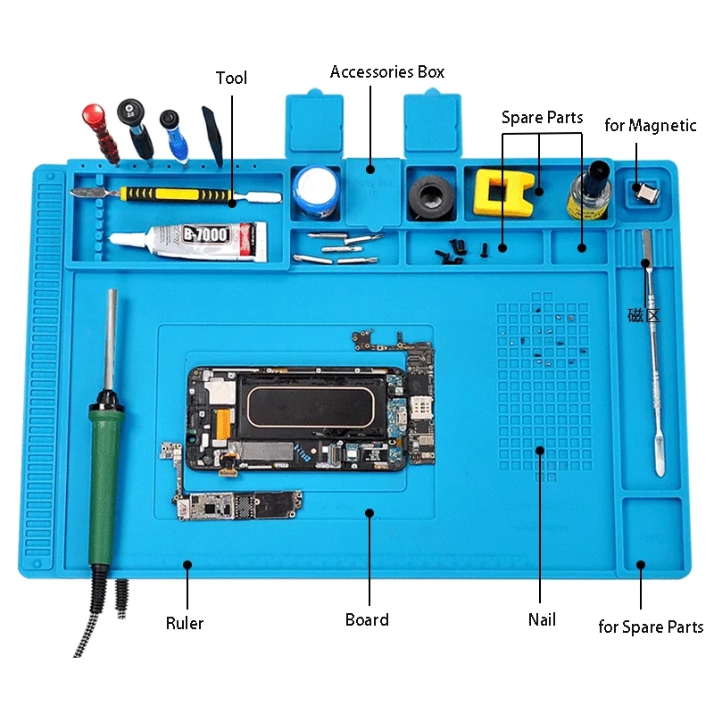 Repair Pad Insulation Heat-Resistant Soldering Station Silicon Mat Work Insulator Pad Desk Maintenance Platform Phone Watch Tool