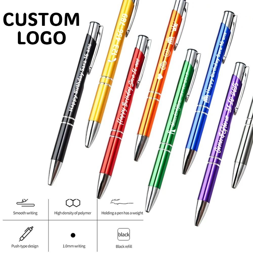 Wholesale 100 50 20PCS Fashion Personalized Ballpoint Pens Available In Multiple Colors Blank Label Metal Pens Can Be Laser