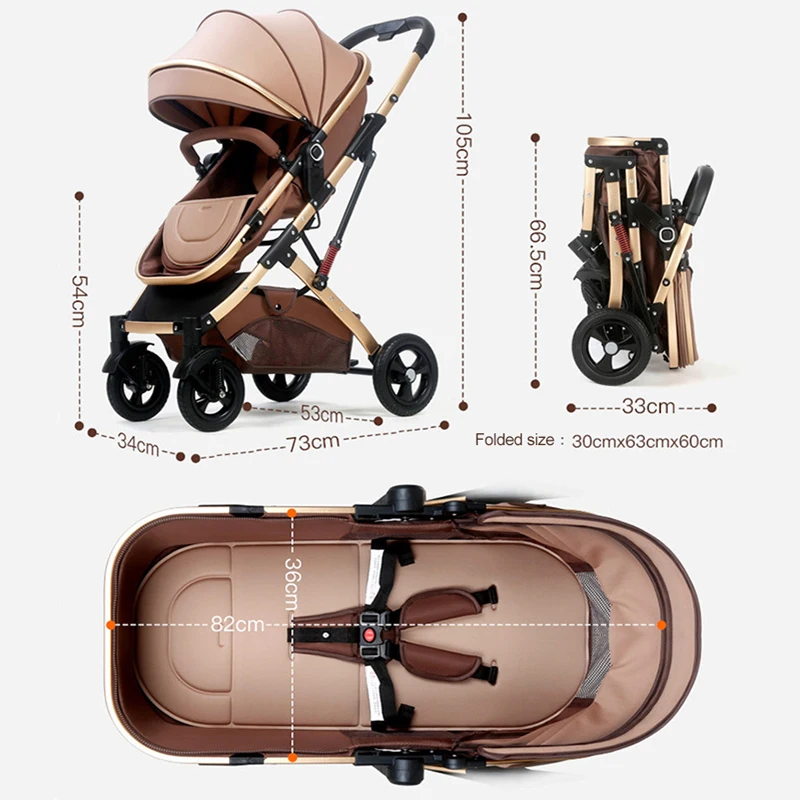 Luxury Baby Stroller Seat High Landscape Pram For Newborns Travel System Baby Trolley Walker Foldable Carriage