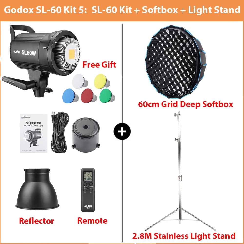 Godox-LEDビデオ録画用ライト,SL-60Wインチ,Core 95,sl60w,白,5600k