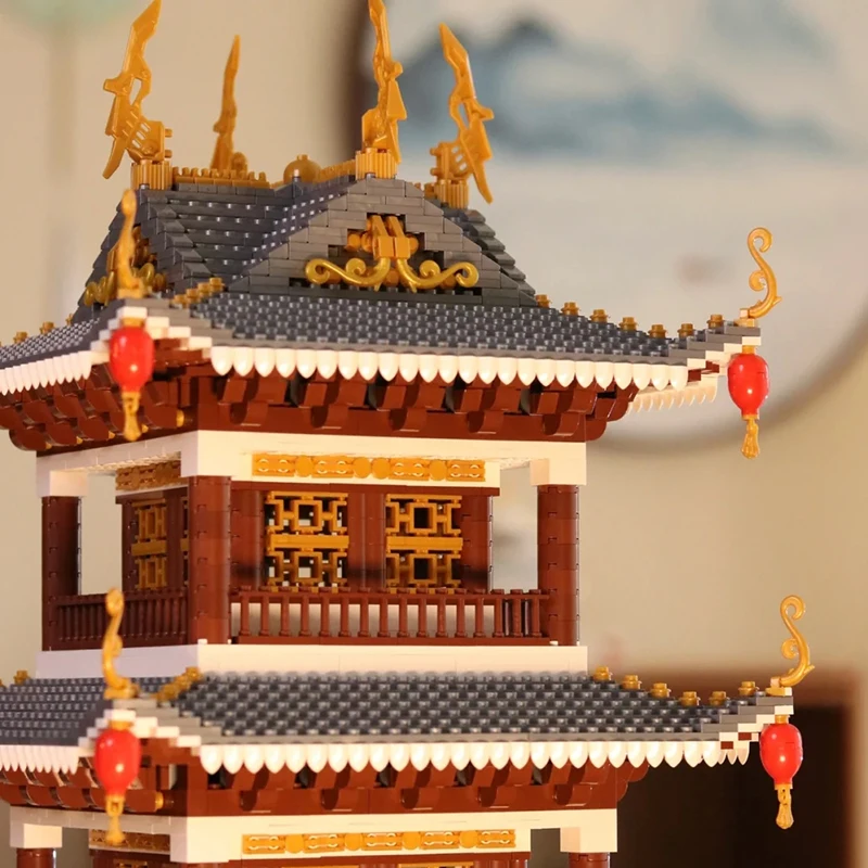 Bloques de construcción de torre de rima de bambú y sándalo, modelo de arquitectura tradicional china antigua, Mini juguetes de ladrillos para montar, 4184 Uds.