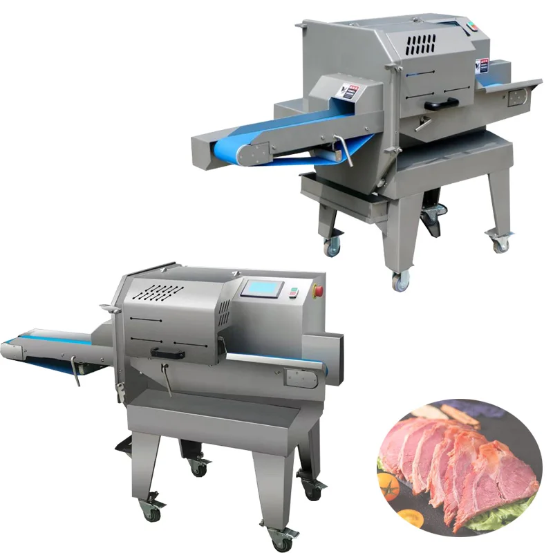 Máquina cortadora de rebanadas de carne, cortador de carne cocida Industrial, máquina cortadora de carne de pescado y salmón cocido