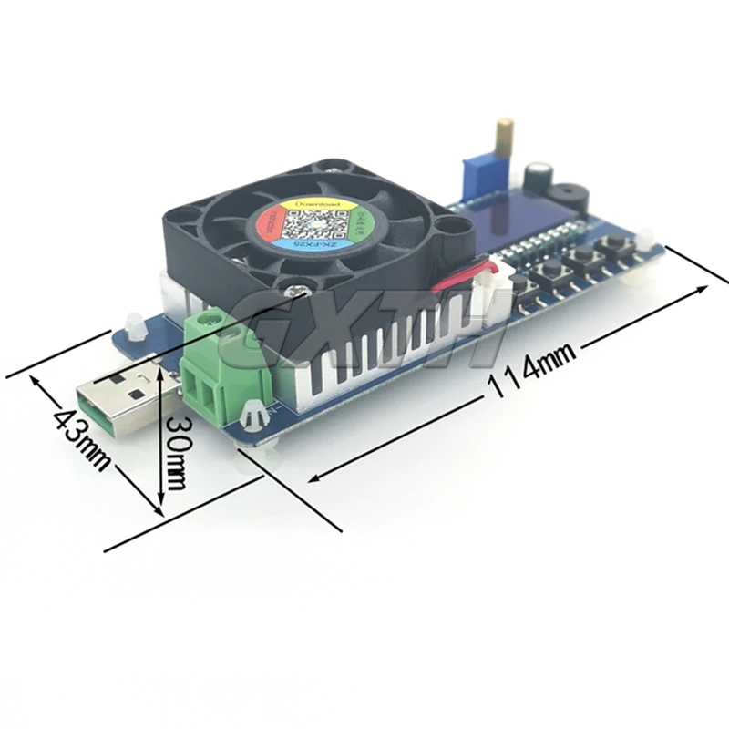 Battery Capacity Tester Temperature Controll Fan Electronic Load Current Calibration USB Power Detector Adjustable Resistor