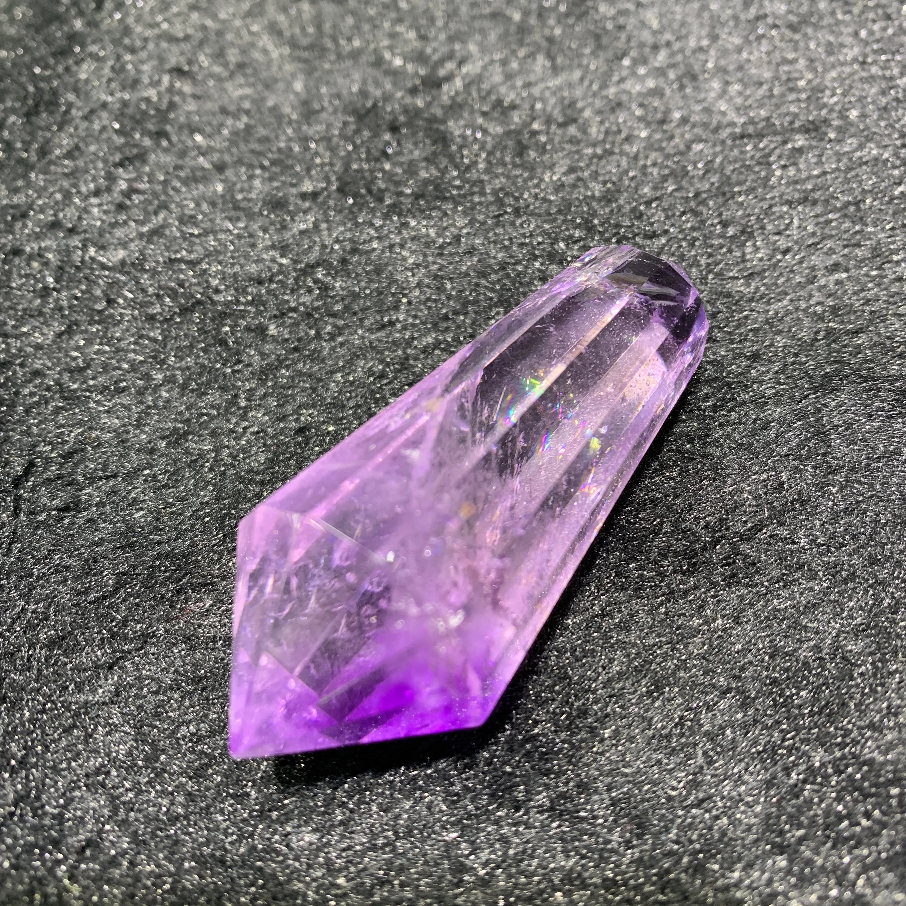 Natural Amethyst Crystal Quartz with Rainbow Double Terminated Vogel Points Gemstone Crystal Wand Spiritual Reiki Healing