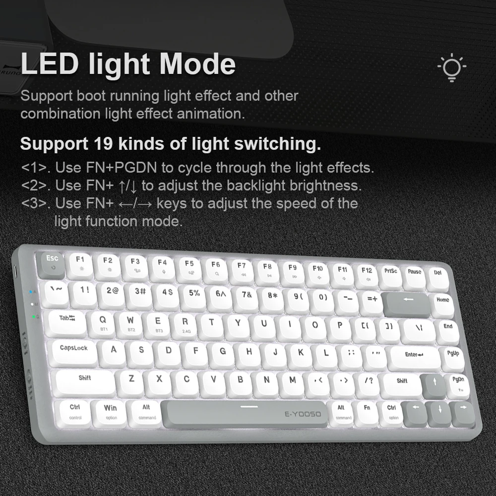 E-YOOSO Z84 スリムメカニカルゲーミングキーボードサポート Bluetooth