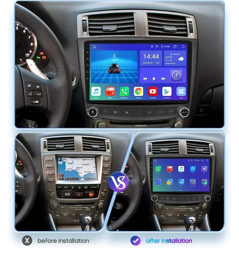 OSSURET Android Car Radio for Lexus IS 250 IS200 is300 Is350 2006-2012 Carplay GPS Multimedia Stereo Wifi 7862 2din touch Screen