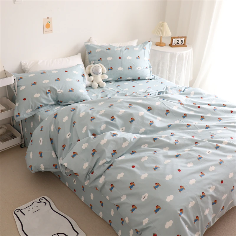 

Comfortable Cover Fitted Flat Breathable Bedding Soft Bed Cotton Duvet Hotel Modern Sheet Nordic 3-Piece Pillowcase Set 4-Piece