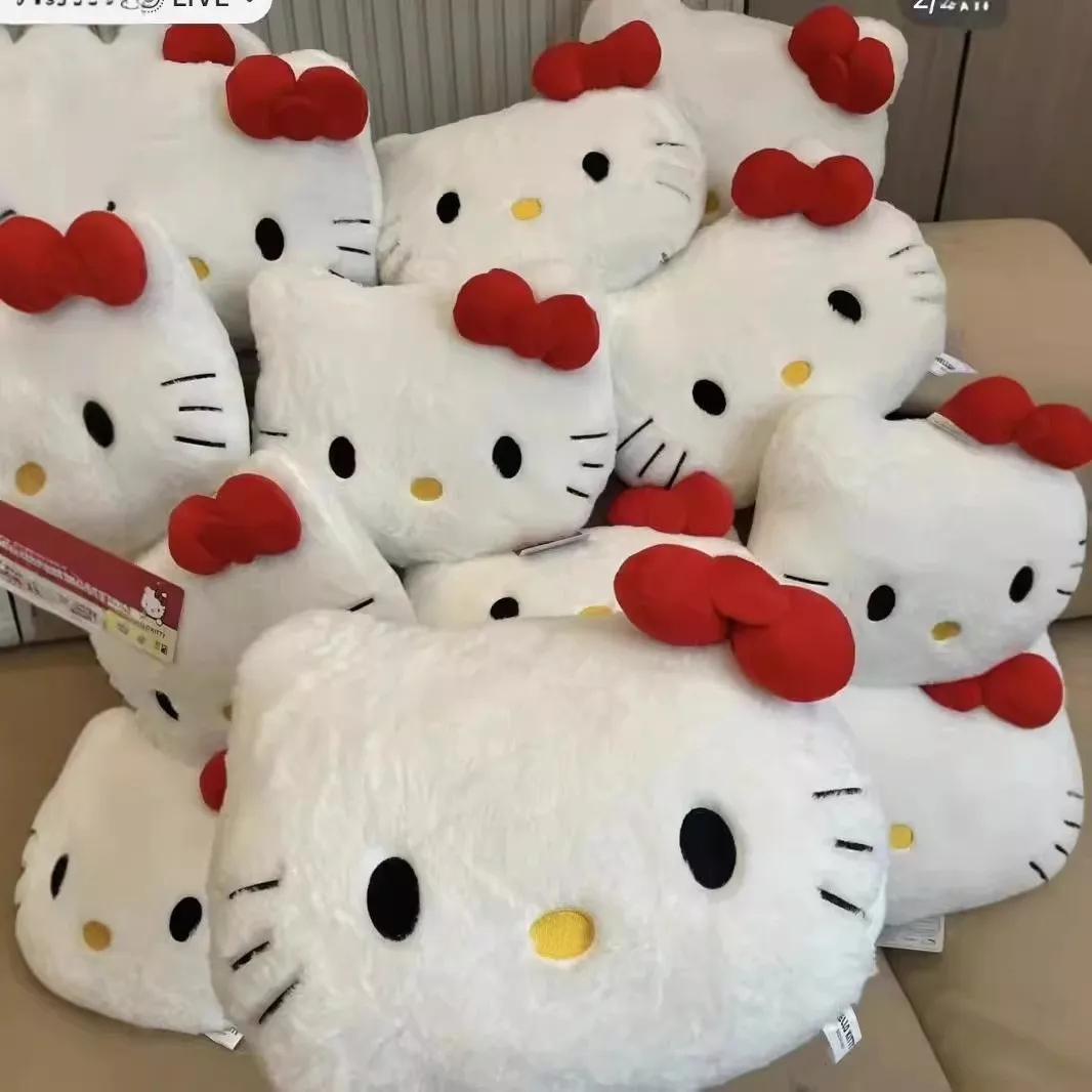 

36Cm Sanrio Hellokitty Pillow Cartoon Plush Doll Pillow Big Head Kitty Sofa Cushion Pillow Car Cushion Holiday Gifts