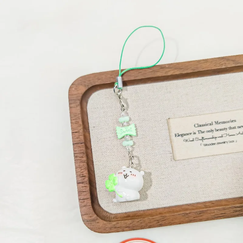 Cute Beaded Phone Strap Pink Green Flower Variations Kawaii Aesthetic Accessory Perfect Girly Gift for Fans view 3