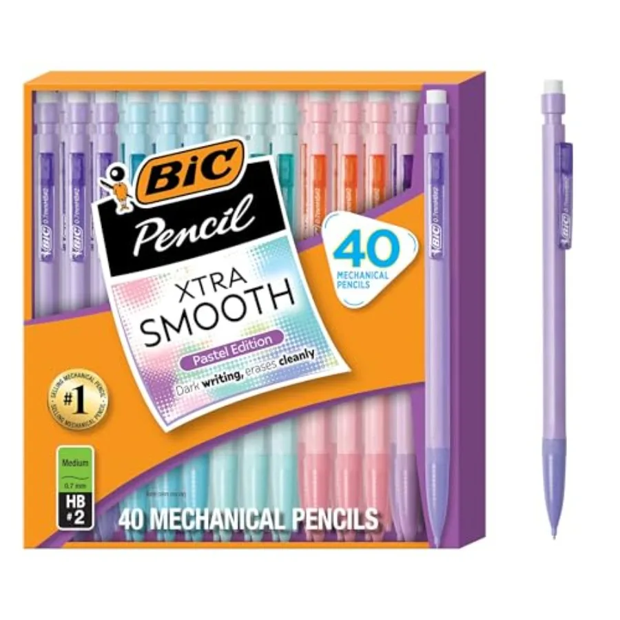 

Xtra-Smooth Pastel Mechanical Pencils with Erasers, Medium Point 0.7mm,Pack, Bulk Mechanical Pencils for School or Office Suppl