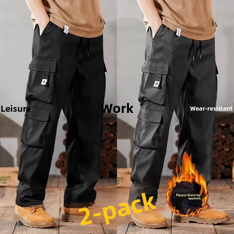 

Men's Fce Lined Work Trousers Loose Fit Straight Leg Casual Pants for Autumn Winter Thermal Protection Multi kets