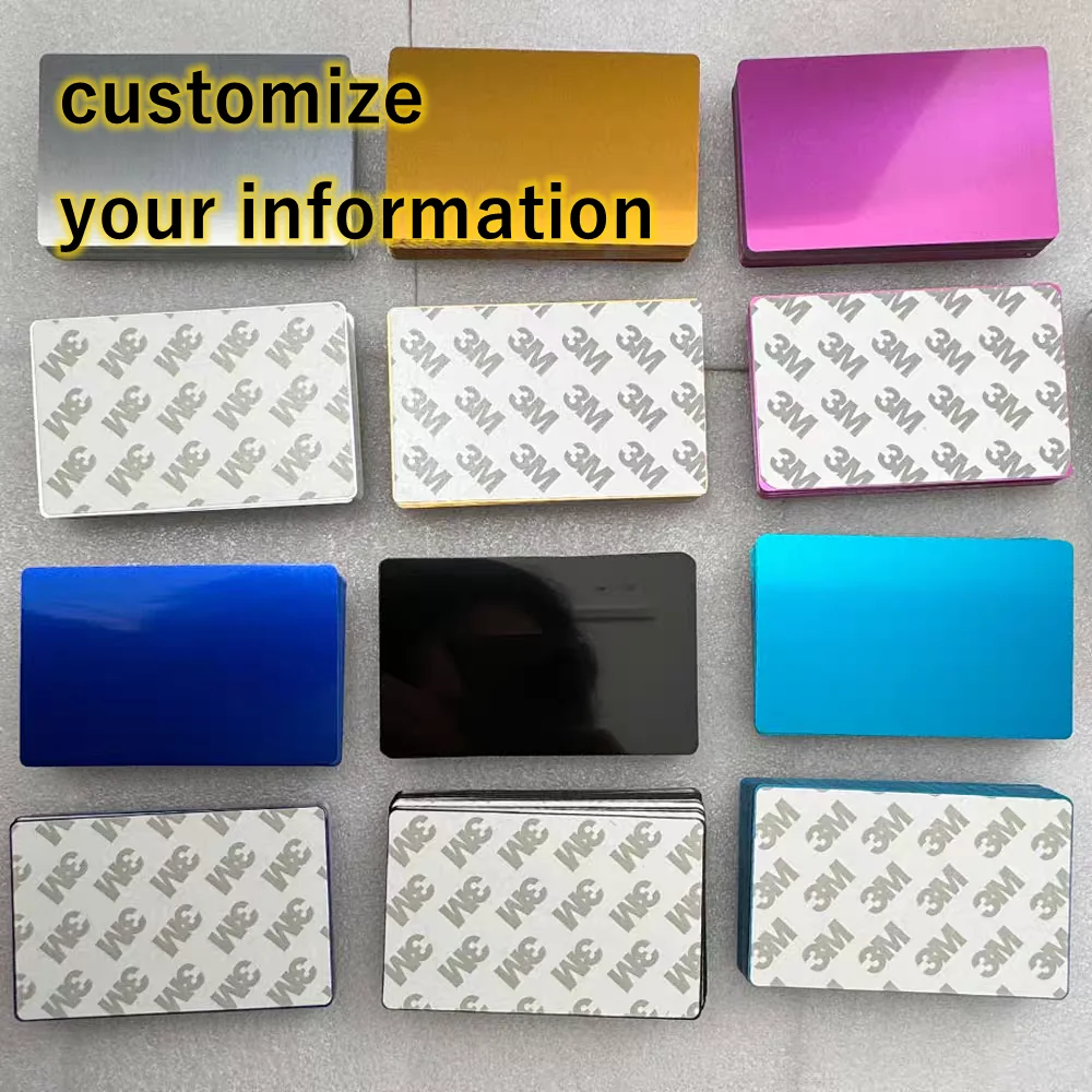 

86x54x0.2mm 10pcs Laser Engraved Aluminium sheet with sticker business card blank label Tags plate