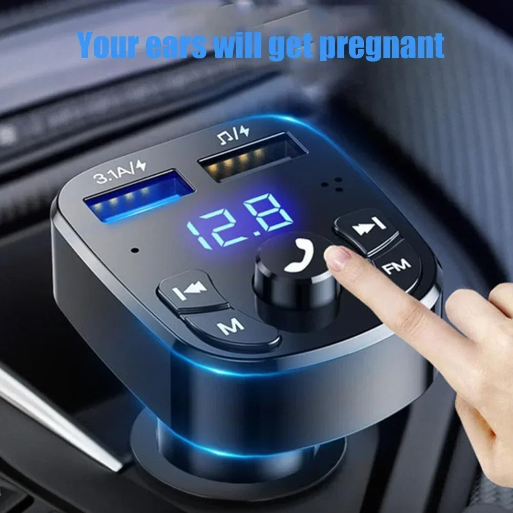 Bluetooth Compatible 5.0 Fm Transmitter Usb Flash Drive Plug Car Kit Car Mp3 Player Dual Usb Fast Charger Fm Bluetooth Receiver