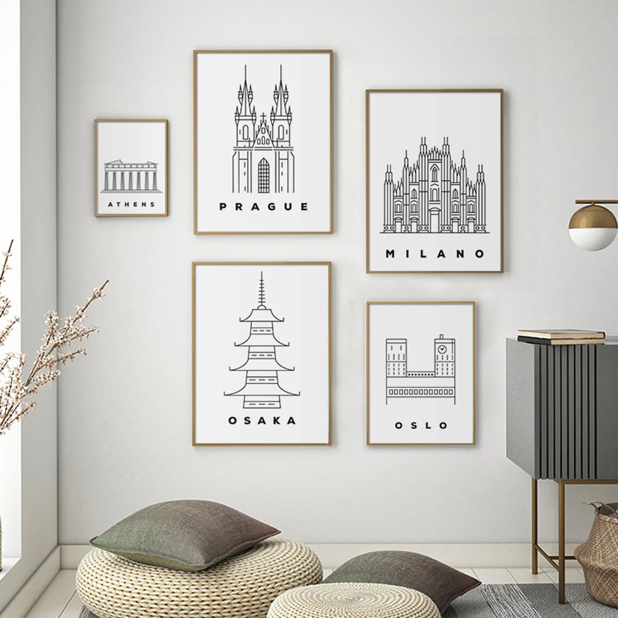 Frameless Canvas PaintingTravel City Attractions Poster New York London Paris Wall Art Canvas Print Modern Painting Pictures For