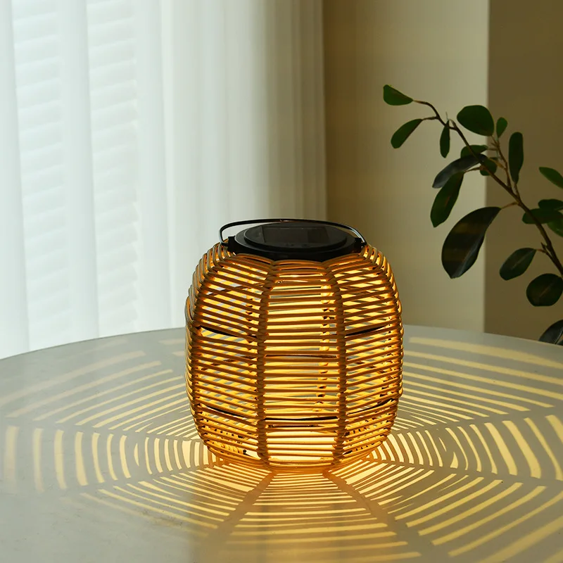 

Rattan Woven Solar Atmosphere Light Waterproof Outdoor Garden Lawn Lamp Retro Landscape Lighting For Villa Homestay Yard