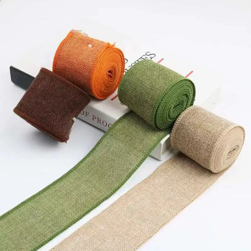3 Meters/Wide 60mm Color Linen Corded Ribbon Roll Christmas Gift Gift Wrapping Decoration Wedding Party Diy Handmade Linen Roll