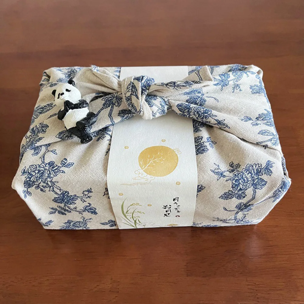 Furoshiki Japanese Wrapping Cloth Blue and White Porcelain Patterned Hand Towel, Square Scarf, Handkerchief for Picnic Use