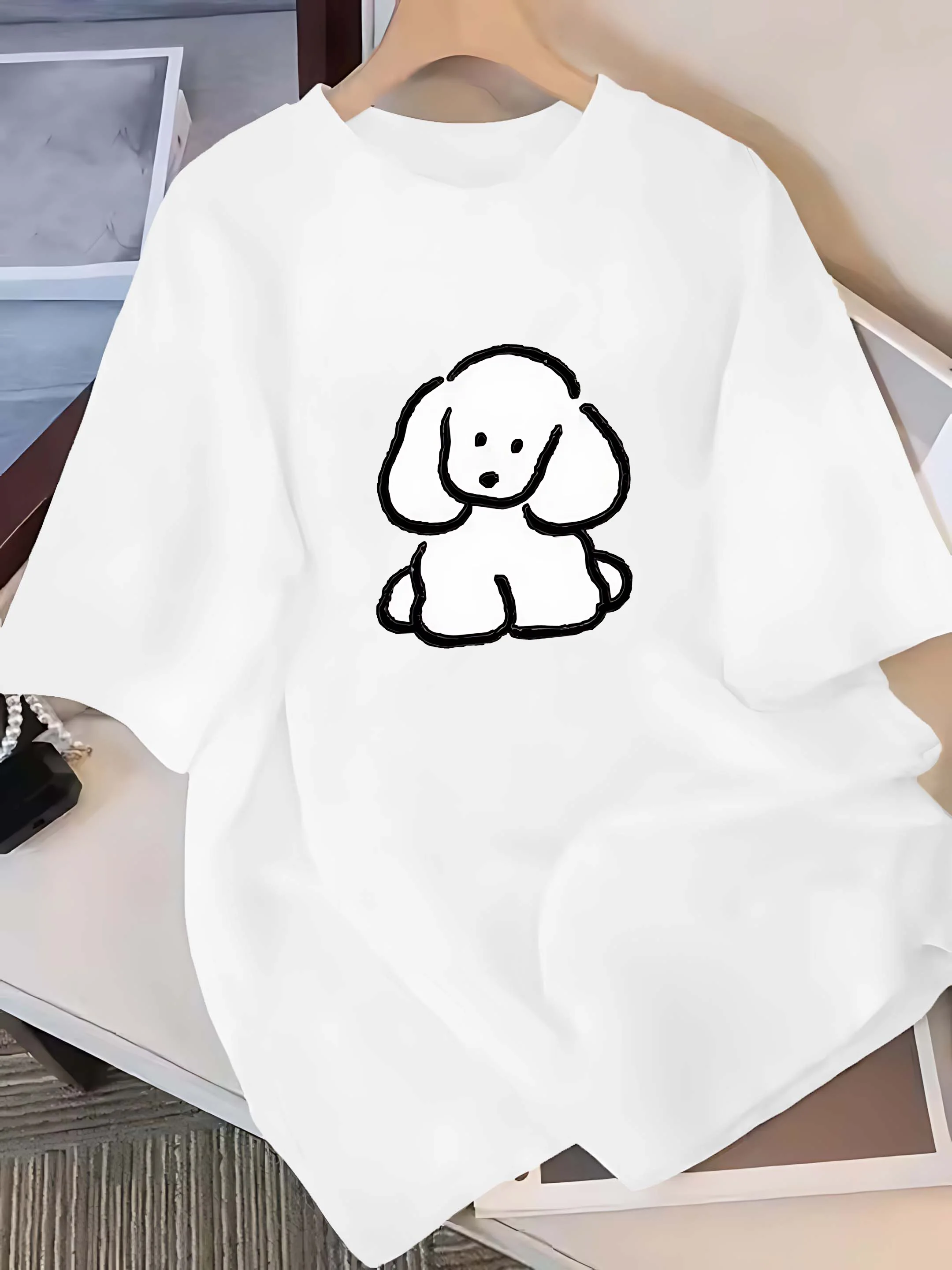 

Большой размер, шесть цветов, футболка с короткими рукавами: милая рисунок собаки-пуделя