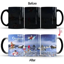 Merry Christmas Color Changing Mug Santa Claus Ceramic Magic Mug Elk Heat Sensitive Coffee Cup Snowman Water Cups Kids Xmas Gift