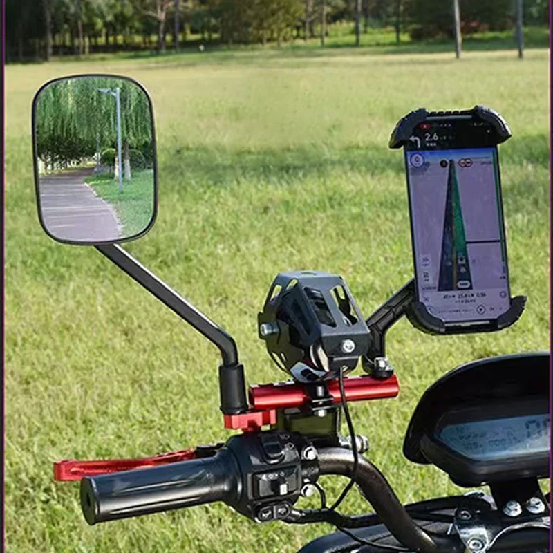 Multifunctional Aluminum Rearview Mirror Mount Extender Bracket for Motorcycle Scooter ATV Support Spotlight Cell Phone Holder