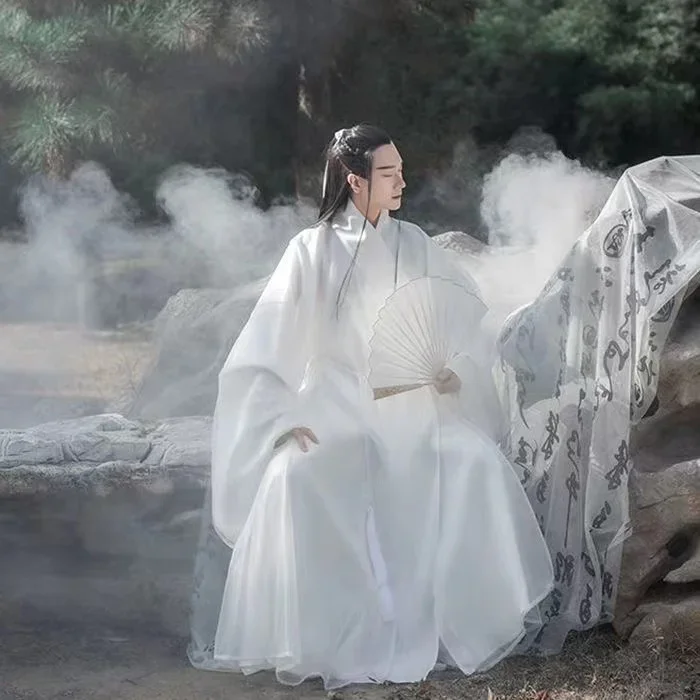 Men's Hanfu Ancient Immortal Aura Long Sleeved Shirt Chinese Traditional Clothing Vintage chivalrous Scholar Students Costume