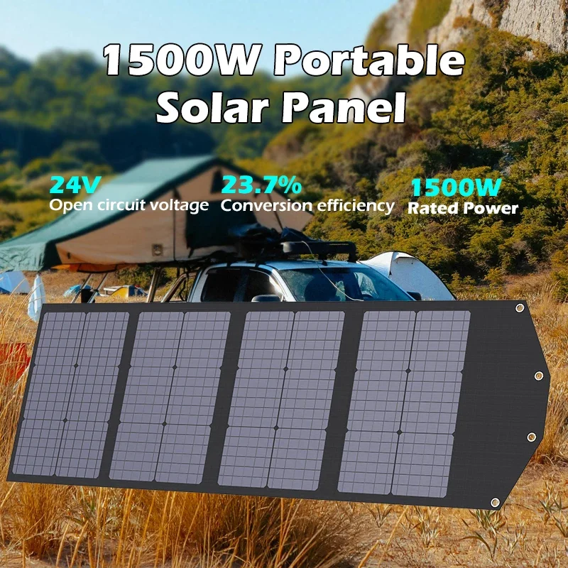 

1500W portable solar panel kit 18V foldable solar cell charger, suitable for mobile phones, tablets, cameras, outdoor camping RV