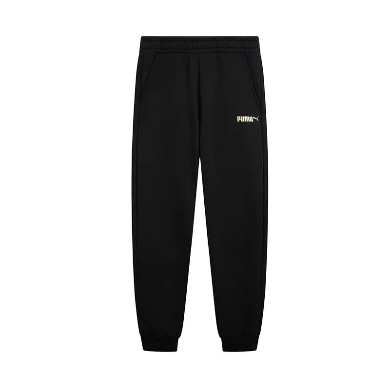 

Puma Gold Logo Black Fleece-Lined Sports Casual Pants Unisex 369371201