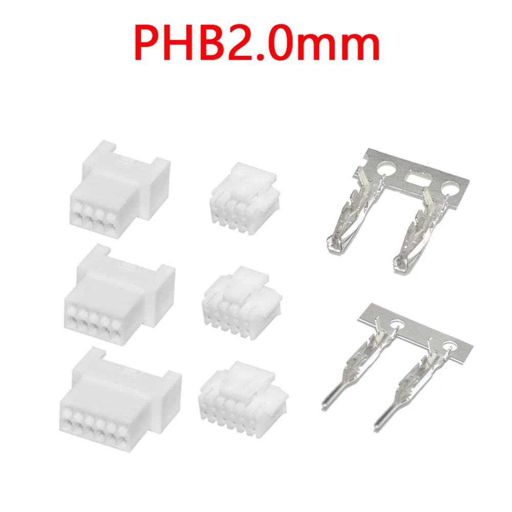 PHB2.0  rubber shell PHB 2.0mm spacing connector connector double row buckle male plug female terminal 2*2P 3P 4P 5P 6P