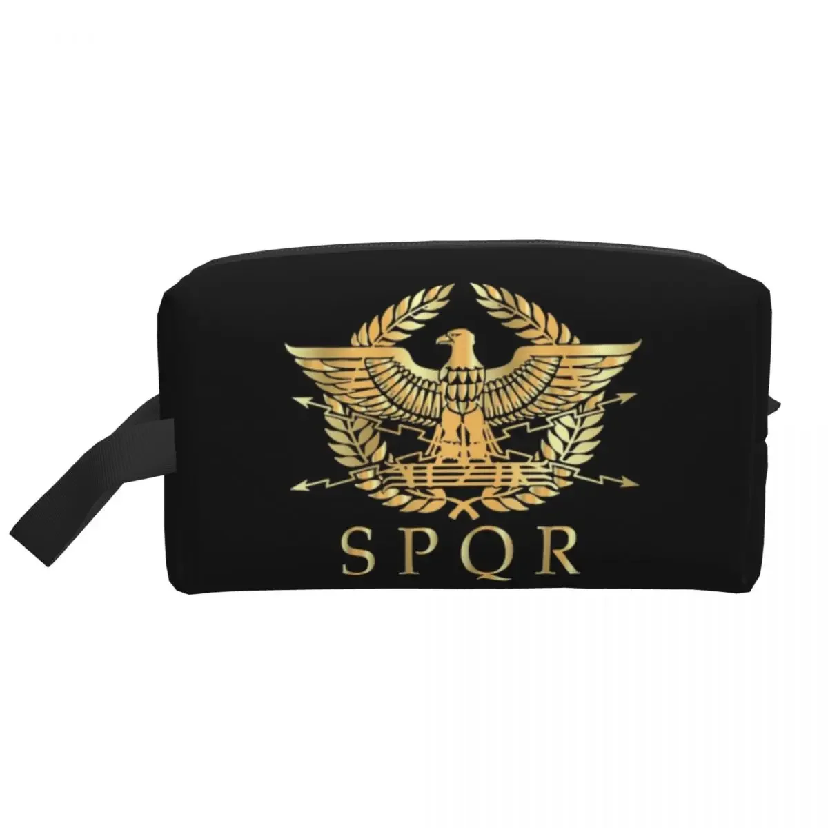 Vintage Gold Roman Empire Byzantine Eagle Emblem Travel Toiletry Bag Rome SPQR Makeup Cosmetic Organizer Beauty Storage Dopp Kit