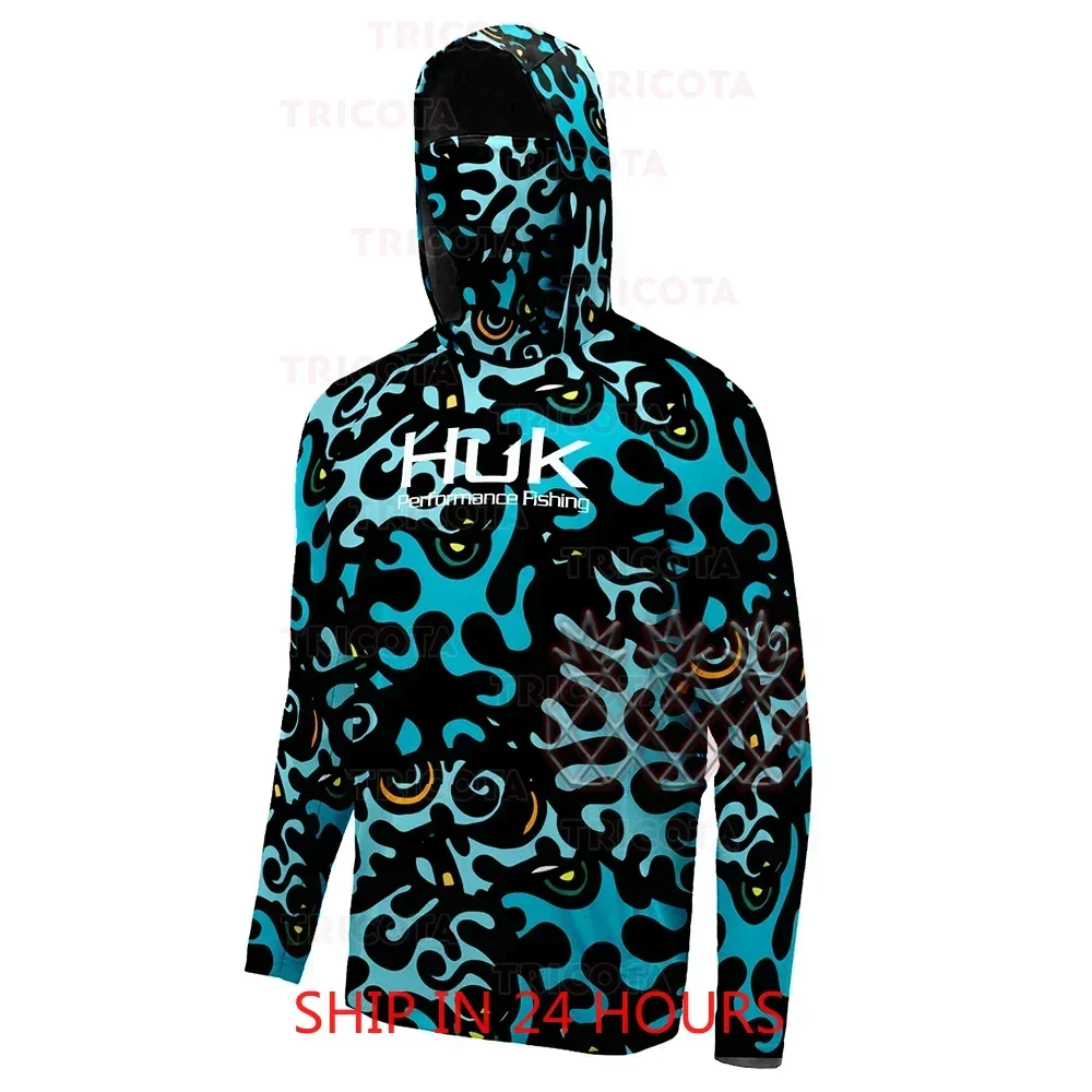 2025 nuevas camisas de pesca máscara cuello polaina Sudadera con capucha ropa hombres ropa de manga larga protección UV Anti Mosquito Fishin