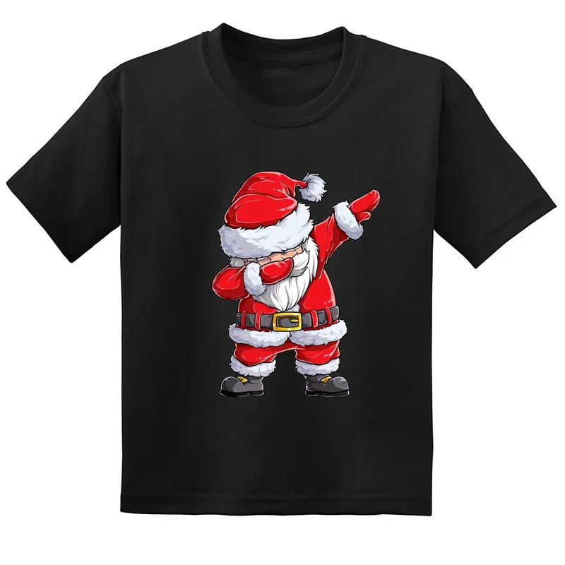 Dabbing Santa Merry Christmas Red Kids T-shirts Children Baby Black Kawaii Clothes Boys Girls Clothes Gift Present,Drop Ship