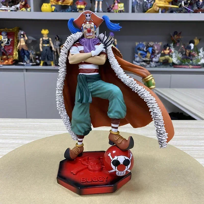 26cm One Piece Anime Figure Four Emperors Clown Buggy Figures Statue Pvc Model Collection Desktop Decoration Toys Surprise Gift