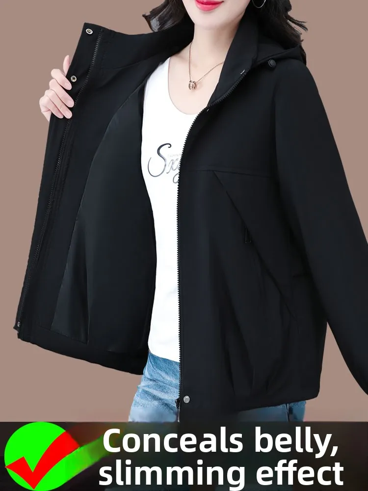 

Повседневная женская куртка с капюшоном больших размеров, осень-зима, новый свободный топ для похудения, подходящий для всех видов бота, толстый мм, повседневная куртка