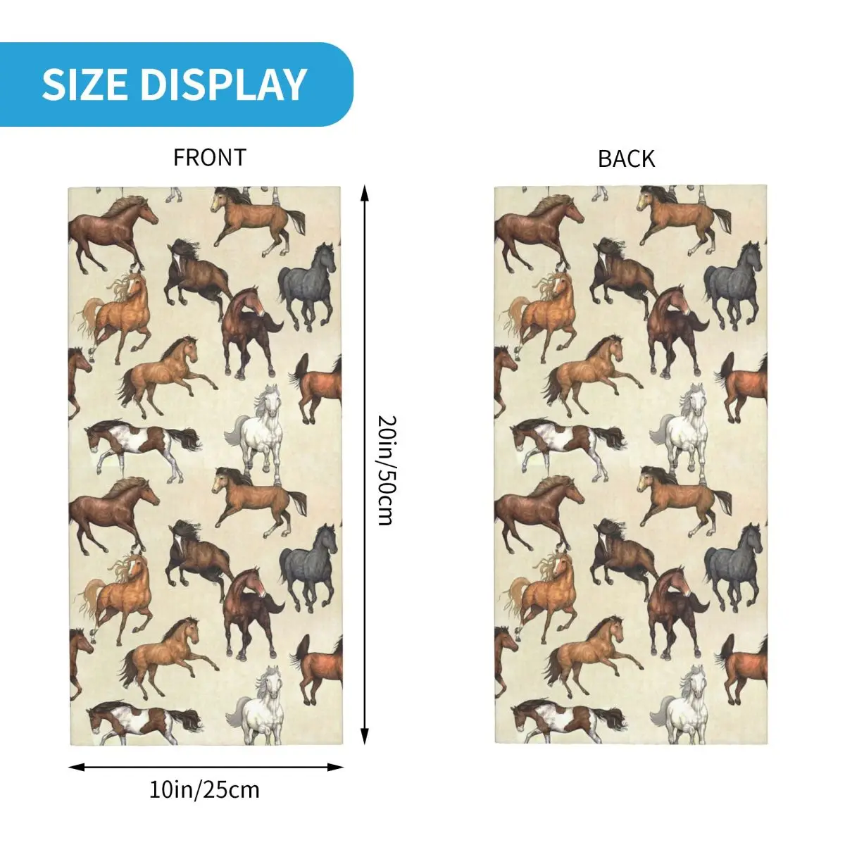 Sunset Horse Pattern Bandana Neck Gaiter Printed Face Scarf Warm Headband Hiking Fishing For Men Women Adult Winter