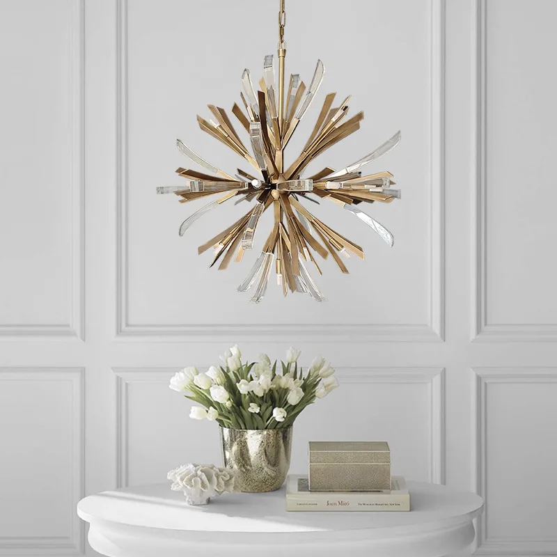 

Postmodern living room lights, simple and atmospheric lobby, bedroom lights, dining room, bathroom ceiling, all copper crystal