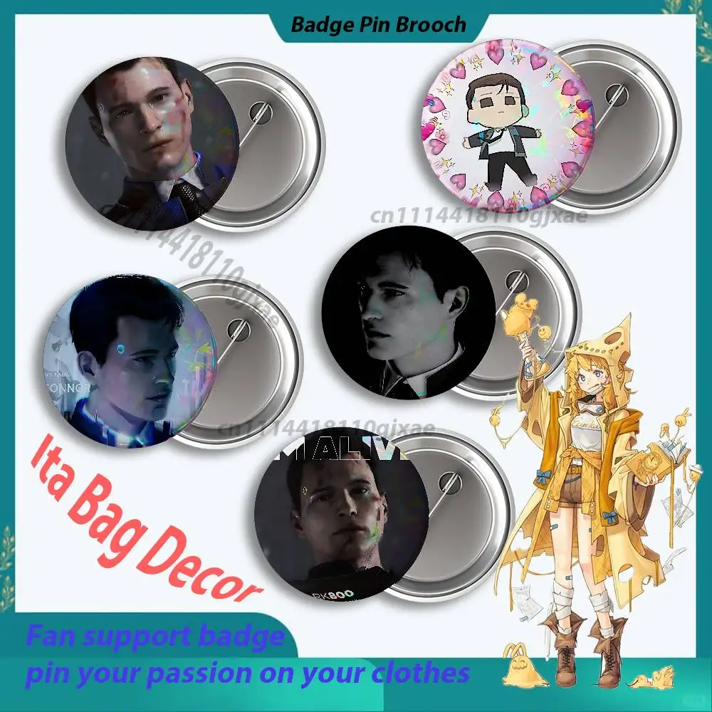 Hank and Connor Hug D-Detroit Badges Round Nijigen Otaku Culture IP peripheral products 58 44 32 75 25mm Mini Ita Bag Decor