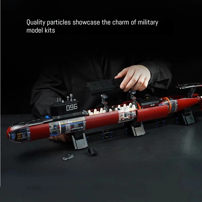 Qimiao 096 Bausteine für strategische nukleare U-Boot, großes militärisches Kriegsschiff-Modell, Montageset mit hohem Schwierigkeitsgrad, Lernspielzeug