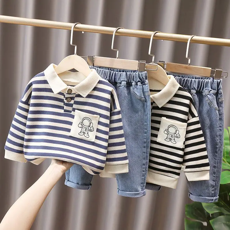 New Spring Autumn Baby Boys Clothes Suit Children Fashion Sweater Jeans 2Pcs/Sets Toddler Casual Costume Infant Kids Tracksuits