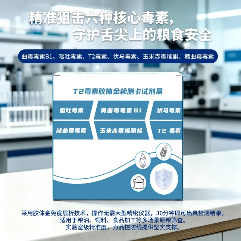 T2 toxin colloidal gold test card, cereal product feed screening, mycotoxin test kit
