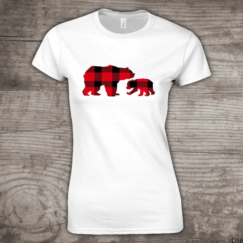 Christmas shirts for women bears gift ideas mom personalized gifts Buffalo check Mommy and me lumberjack red plaid d16