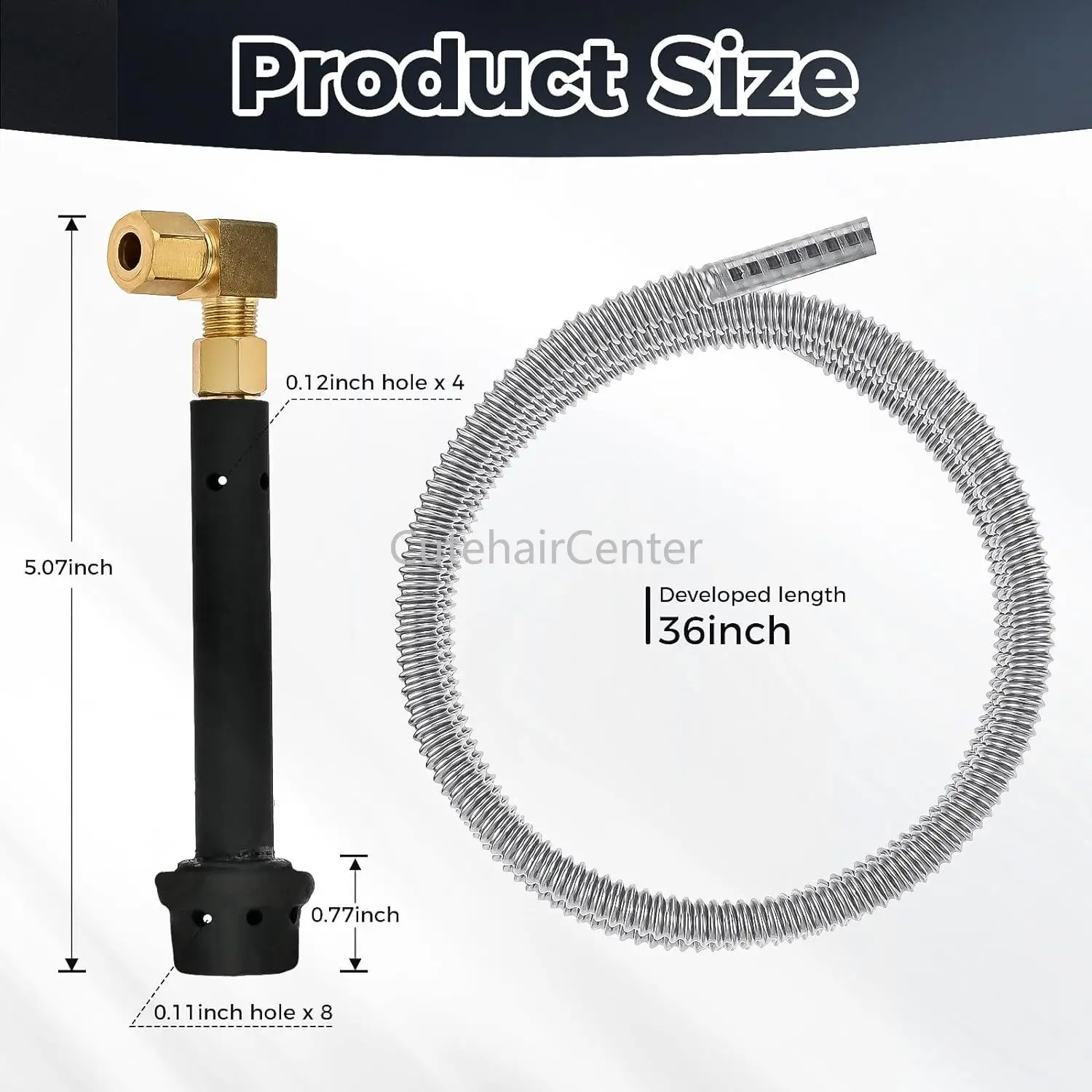 Cina Wok Jet Burner Casting besi Pilot Burner api Kit keselamatan Mini dengan fleksibel Gas Line 36 inci M10X1 1/4 "selang fitting