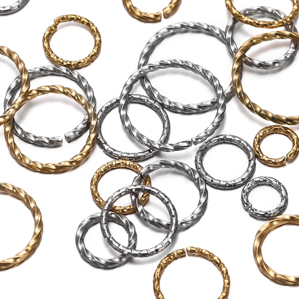 

50pcs/lot Stainless Steel Twisted Open Jump Rings Metal Connectors for DIY Jewelry Finding Making Accessories Supplies