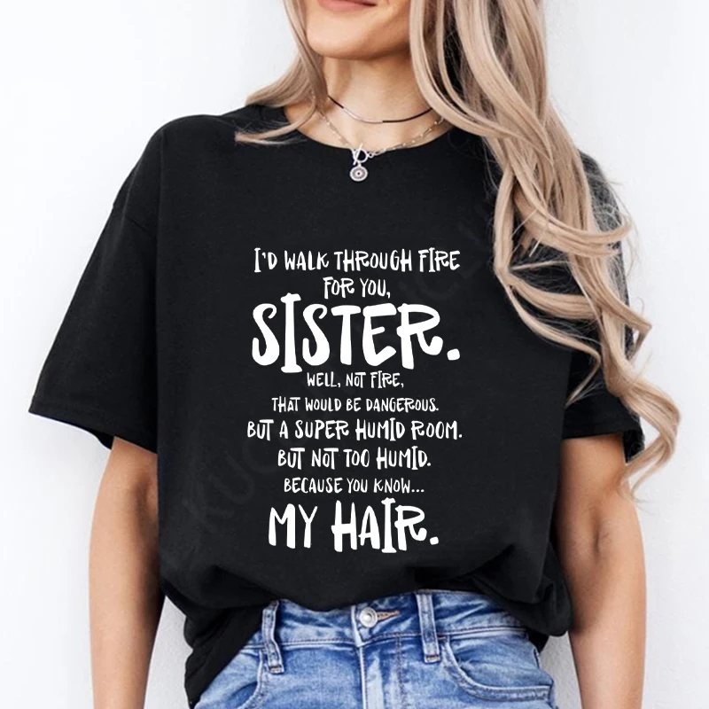 Funny Sister T-shirts Big/little Sisters Tshirts Birthday Party Clothing Short Sleeve Clothes Funny Saying Shirts for Women