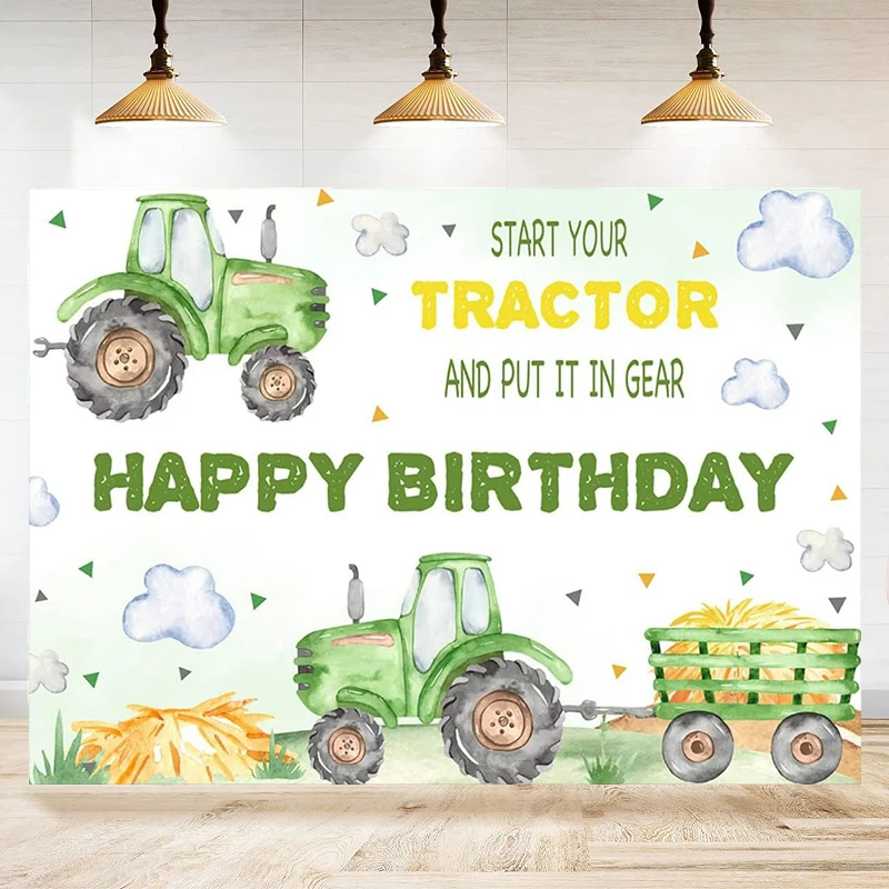 Tractor Gear Backdrop Birthday Party Boy Birthday Decorations Start Tractor Background Banner