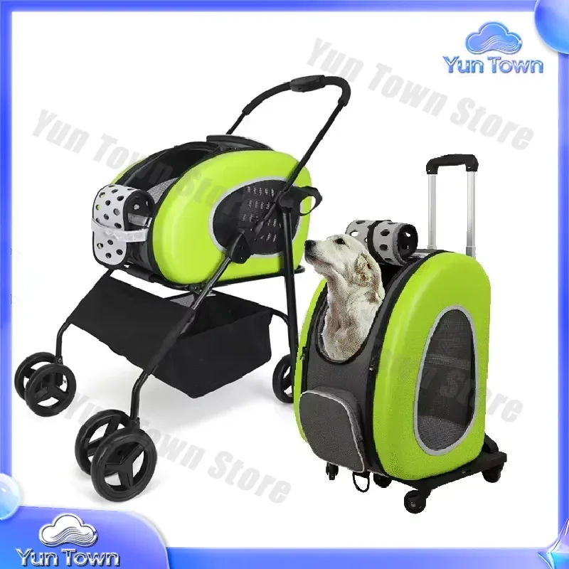 Pet Cart for Cats and Small Dogs Portable Breathable Foldable Multi Purpose Pet Trolley Backpack Carrier Bag for Travel