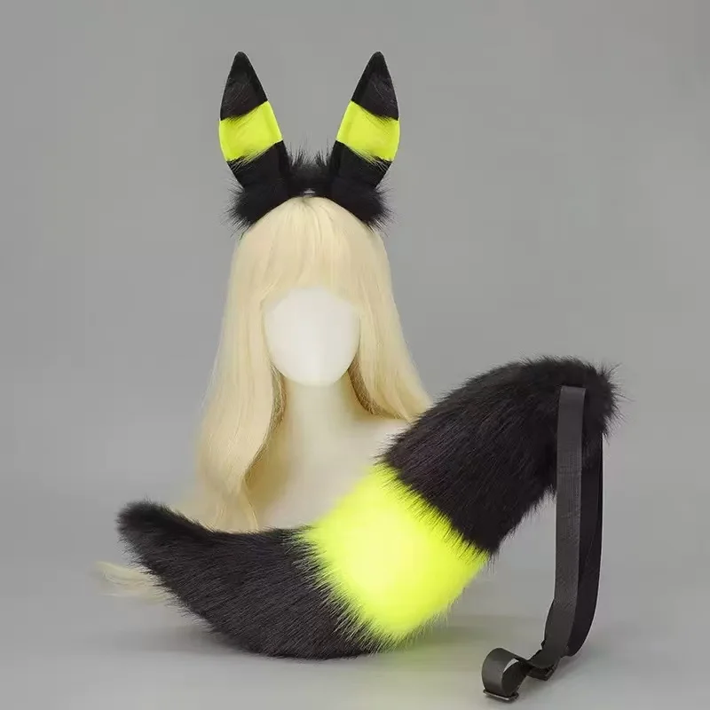 

Арчи ручная работа Umbreon пушистая повязка на голову хвост уши животных плюшевые головные уборы меховой костюм косплей реквизит для выступлений