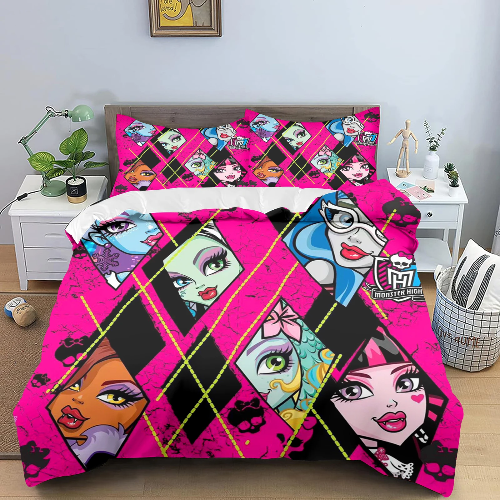 

Monster High Cartoon Home Duvet Cute Printed Quilt Cover Comforter Polyester Soft Bedding Various Size Custom Made Children Gift