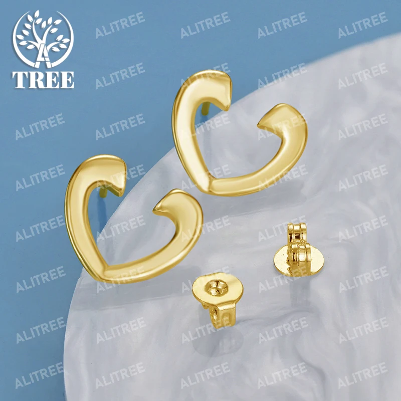 

ALITREE 18K Gold 925 Sterling Silver Heart Earrings For Women Party Engagement Wedding Fashion Jewelry Romantic Birthday Gift