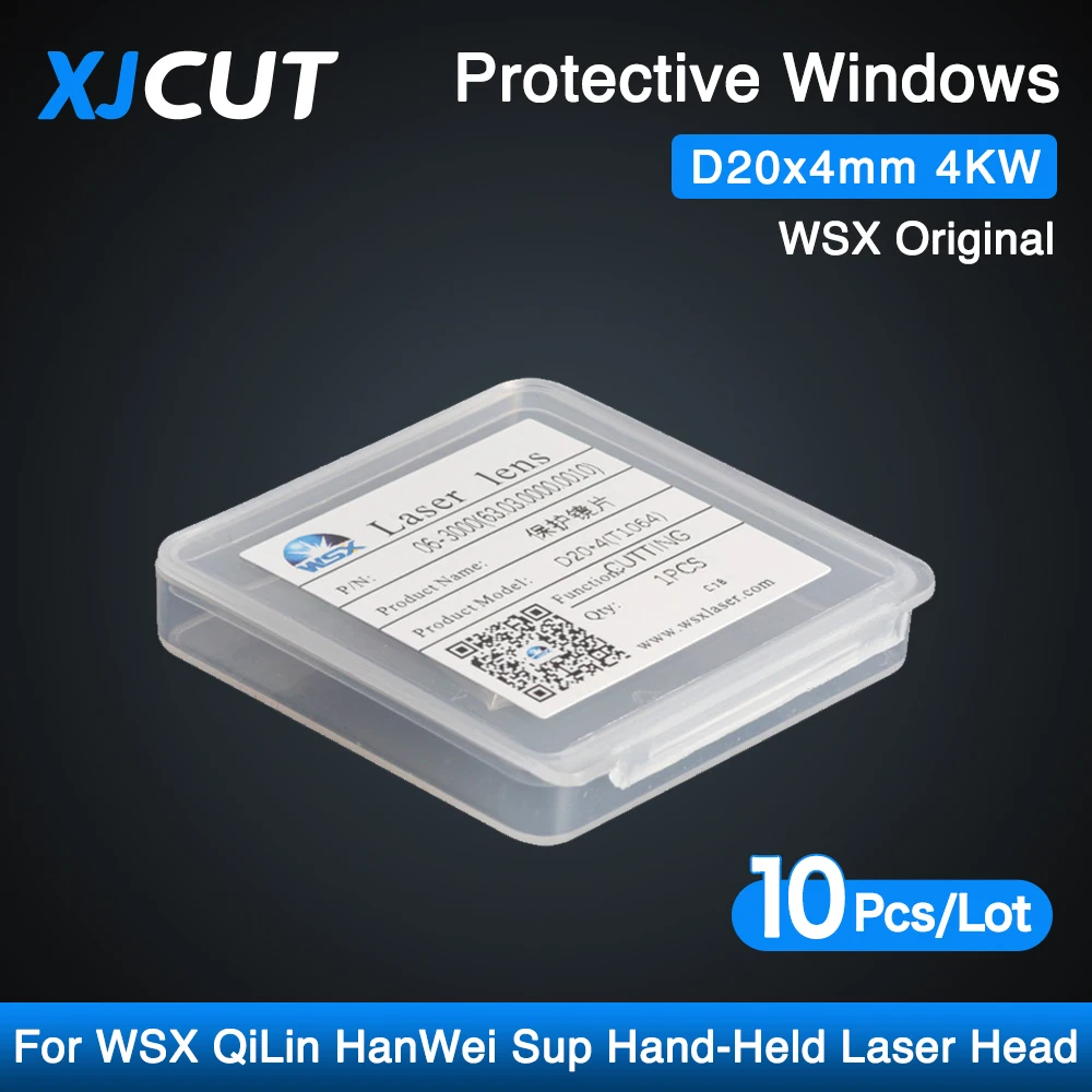 

XJCUT 10Pcs/Lot WSX Original 20x4mm 4KW Protective Windows 1064nm For WSX QiLin HanWei Sup CQWY Handheld Laser Welding Heads