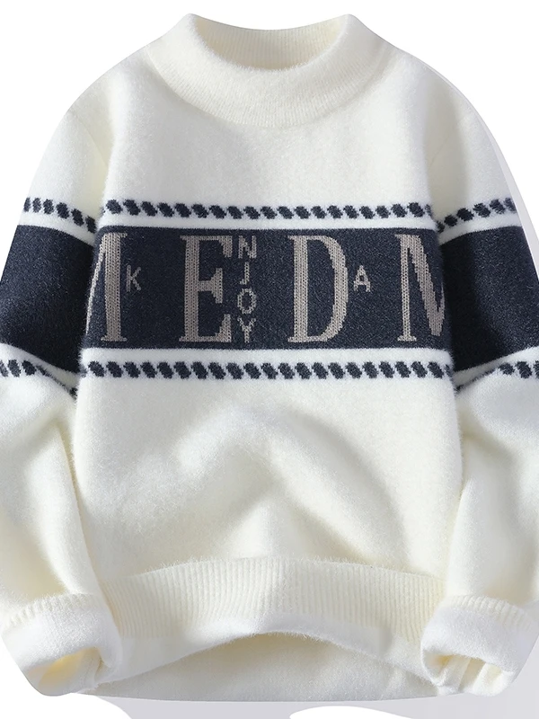 

Мужской круглый вязаный свитер Ne с вышивкой Long Sve, теплый повседневный модный верх для внутренней одежды для студентов-подростков на осень-зиму